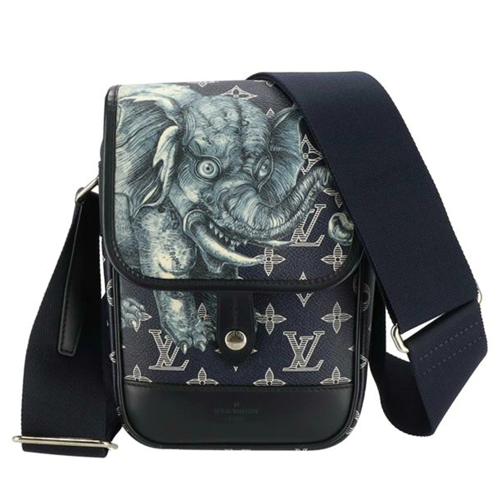 Louis Vuitton Crossbody Bag Monogram Savane Ankle Canvas Leather Blue Black